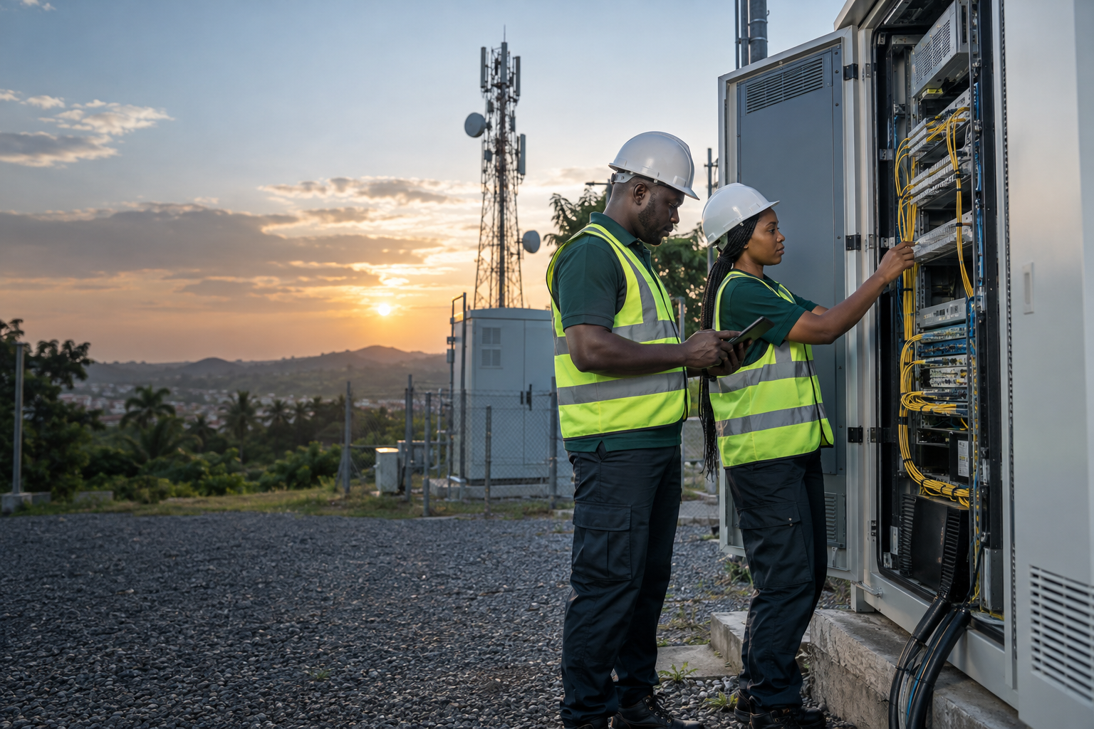 Connig field engineers at a telecommunications site